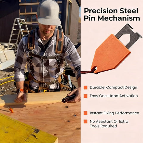 Rope Anchor Hook For Chalk Line Use One Handed Rope Fixation Tool Portable Marking Hook in use on construction site