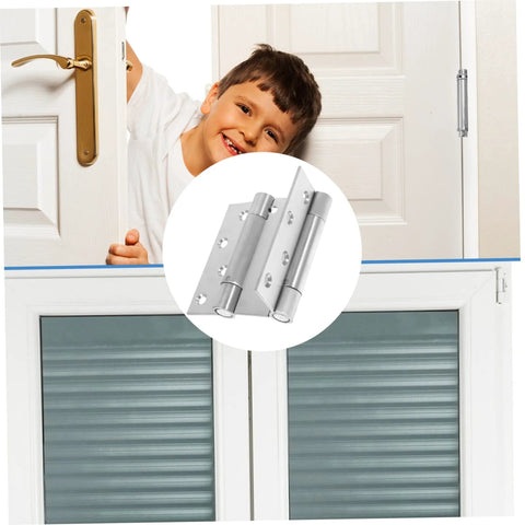 HOMSFOU 1-pair double-opening spring door hinges, metal silver finish, self-closing for storm and garden doors