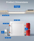 Ultra Slim 11 Inch Square LED Recessed Ceiling Light Canless Wafer With 5CCT dimensions and size comparison with soda can