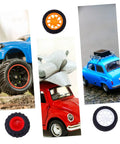 8 Pack Toy Car Wheels Set With Anti Skid Plastic Tires For RC Cars And Model Toys, Durable Wheel Rims for DIY Projects visible