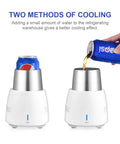 Portable Car Cup Beverage Cooler With Electric Adapter And 350ML Mug filling soda can, compact design for icy drinks.