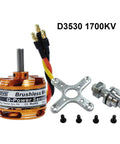 D3530 Brushless Outrunner Motor 1700KV 5.0mm Shaft with banana plug adapters and mounting accessories