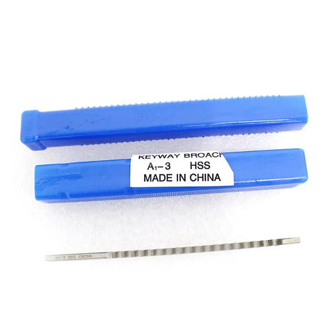 3mm Push Type Keyway Broach Set in High Speed Steel for CNC Machines with blue case and visible broach