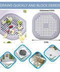 Two Pack Shower Drain Hair Catcher With Strong Suction Cups No Fuss Setup Straight Up Game Changer For Killing Clogs Quick Install Works Awesome On Tubs Kitchen Sinks Lightweight Grey Design, size 5.51in.