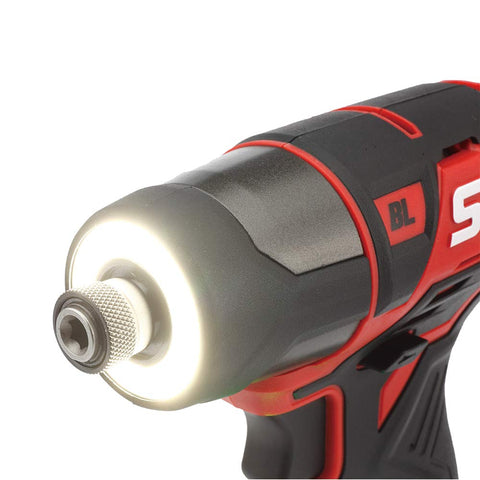 Close-up of 12V Cordless Drill Driver And One Quarter Inch Hex Impact Combo Kit with Two 2.0Ah PW Core 12 Batteries and Charger