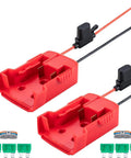 2 Pack Power Wheels Adapter For M18 18V Battery Dock With 12 Gauge Wiring, visible with connectors and wiring setup