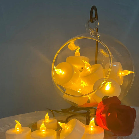 50 Pack Battery Powered Tea Lights LED Flickering Flameless Candles For Party Decor And Gift Ideas with a realistic warm glow