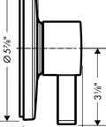 Technical diagram of Ecostat S Modern Dual Outlet Pressure Balance Shower Valve Trim In Chrome, showing dimensions.