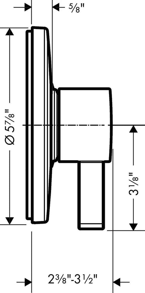 Technical diagram of Ecostat S Modern Dual Outlet Pressure Balance Shower Valve Trim In Chrome, showing dimensions.