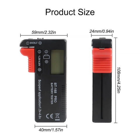 Two Pack Universal Battery Tester Checker For AA AAA C D 9V 1.5V Button Cells Handy Household Battery Monitor Meter For Quick Power Checks Safe Electronics Maintenance And Easy Battery Health Readouts, 108mm size