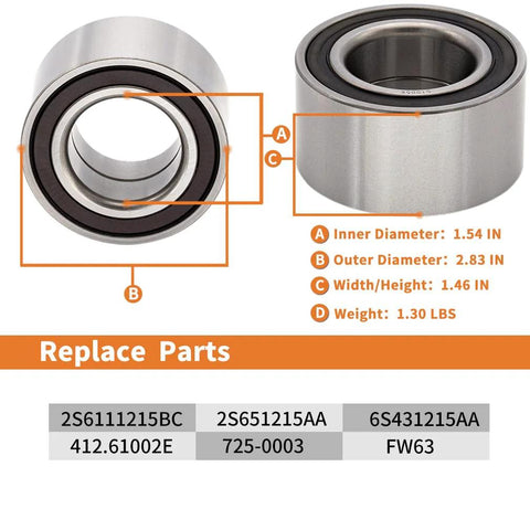 Pair Front Wheel Bearing And Hub Replacement For Ford Focus 2000 2011 Fiesta 2011 2013 And Mazda 2 2011 2013 Built To Roll Durable Precision Machined For Smooth Quiet Rides, showing dimensions and part numbers
