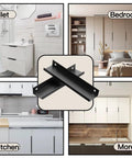 5 Pack Edge Black Hidden Drawer Handles Aluminum Alloy Finger Edge Pull for Kitchen, Bathroom, Bedroom, and More.