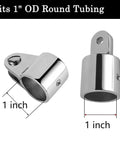 Bimini Top Hardware Set for Boats, 2 Deck Hinges With Quick Release Pins and Eye End Caps, 316 Stainless Steel Marine Fittings, Fits 1 Inch OD Canopy Frames