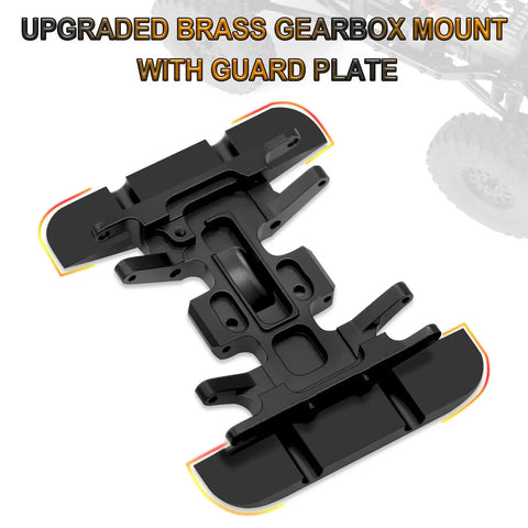 32g Brass Gearbox Mount and Skid Plate for Axial SCX24 Deadbolt C10 JLU Gladiator Bronco shown close-up