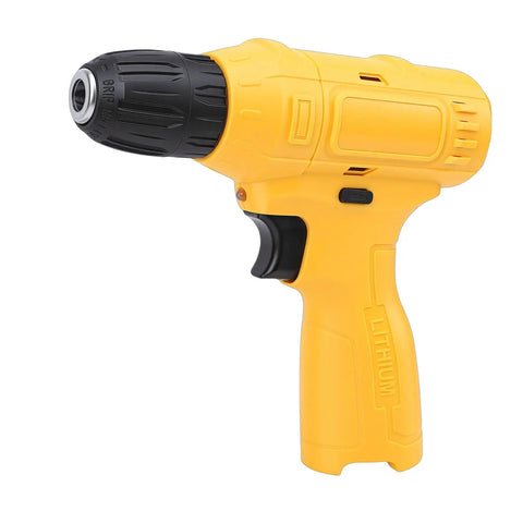 Badass Cordless Electric Drill With Bright LED Light And Grippy Handle Killer For Home Fix Ups Drilling Wood Brick Or Tile Quick Screwdriver Tool side view with ergonomic handle