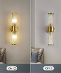Modern Crystal Wall Sconce Gold Light With Brushed Titanium Finish And Trophy Glass Shade Wall Mount Fixture On and Off