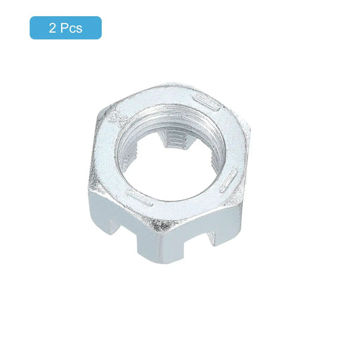 Beefed-Up Heavy Duty 3/4-16 UNF Hex Slotted Nut Grade 6.8 Zinc Plated Carbon Steel For Machinery Repair, Durable Silver Hardware, 1.17 Inch Across Flats, 16 Threads, Slotted Locking Nut, 2 Pack, 2 pcs