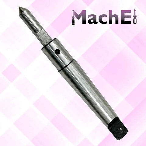 MT2 Morse Taper Shank Spring Loaded Center Tap Guide Tool with a polished metal finish for precise thread alignment.