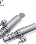 VVT Intake And Exhaust Camshaft Position Actuator Kit With Cam And Crankshaft Sensors For 2.0L 2.2L 2.4L GM Cars Including Equinox Malibu Cobalt HHR Aura Terrain Verano G6 Pontiac Saturn silver cam solenoids