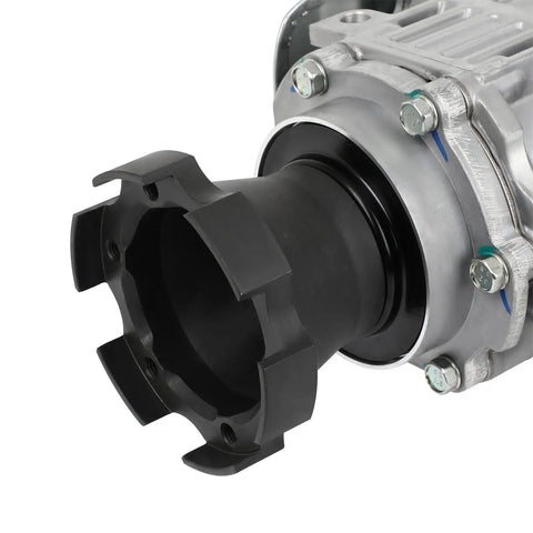 Transfer Case Assembly For Chevy Equinox GMC Terrain Saturn Vue 2008 2009 2010 2011 2012 2013 2014 2015 2016 2017 6 Speed MH4 Transmission Fits 23247710 24263578 84953427 Replacement Repair Part close-up black aluminum housing