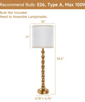 Gold Buffet Lamps Set Of 2 Tall Skinny Candlestick Style Lamps For Living Room And Dining Room, lamp dimensions shown