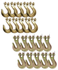 Twenty Piece Hook Set For 3/8 Inch Grade 70 Clevis Grab Hooks With Pins And Clevis Slip Hooks G70 Tow Chain Wrecker Kit