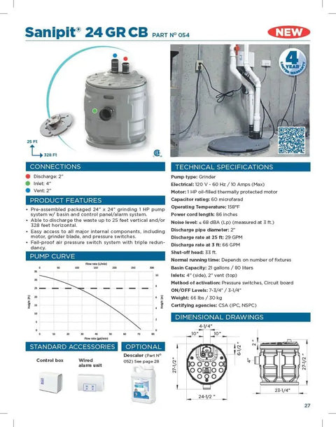 Heavy Duty 24 Inch Sewage Ejector Basin With Grinder Pump System Built Like A Tank For Rock Solid Residential And Commercial Wastewater Handling Featuring One Horsepower Motor Stainless Steel Blades And 66 Gallons Per Minute Flow.
