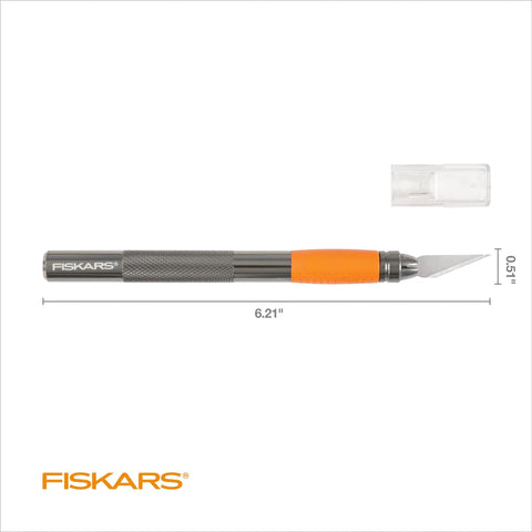 Detail Craft Knife For Precise Cutting And Fine Detail Work, Exacto Hobby Knife with 6.21 inch aluminum body and orange SoftGrip