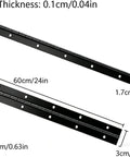 Rock Solid Black Piano Hinges For Boats Cabinets And Doors Full Length Stainless Steel With All Screws Included No Sweat Surface Mount Two Pack 24 Inch Long specifications showing thickness and dimensions.