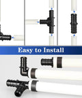 Half Inch Poly PPSU Barb Crimp PEX Fittings Set, 30 Pieces Including 10 Elbows shown installed on pipes