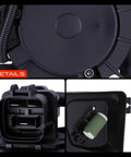 Close-up of Engine Radiator Cooling Fan Assembly With Resistor For Hyundai Santa Fe Kia Sorento 2010 To 2013 showing connector detail.