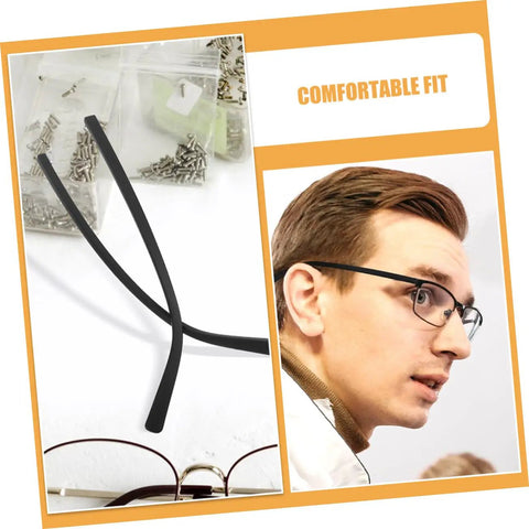 Eyewear Repair Kit With Replacement Temple Arms Screws And Lanyard For Glasses, Quick And Easy Eyeglass Frame Fix Kit, DIY Repair Tools For Eyewear Models shown with temple arms and screws