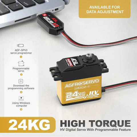 Beefy 24Kg Digital High Torque Programmable Metal Gear Steering Servo for 1/10 RC Cars Trucks Crawlers with aluminum housing