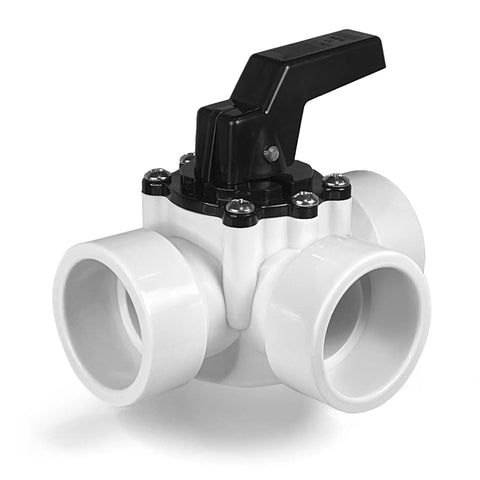 3 Way Pool Diverter Valve Replacement Slip Valve 1-1/2 Inch For Pools And Spas White With Self Locking Handle