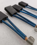 4Pcs Pack 6X15X20mm Carbon Graphite Brushes For Electric Forklifts And Golf Cart Motors High Durability Replacement Parts For Pallet Truck Stacker Motor Brush Sets close-up image of carbon brushes with blue wires