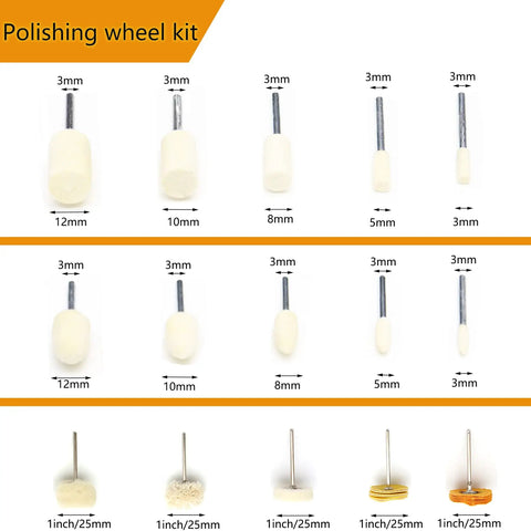 Polishing wheel kit from 149 Piece 1 Inch Sanding Disc Set With 40 To 7000 Grit Sandpaper Polishing Pads Buffing Wheel Shank
