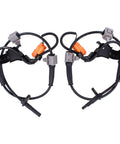 Heavy Duty ABS Wheel Speed Sensor Pair Front Left And Right For Honda Element 2003 To 2011 shown from front view with connectors.
