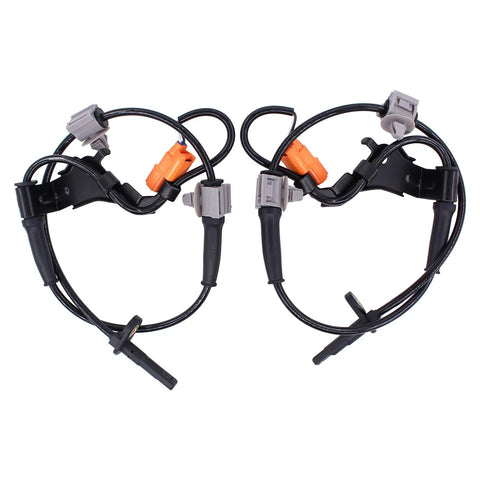 Heavy Duty ABS Wheel Speed Sensor Pair Front Left And Right For Honda Element 2003 To 2011 shown from front view with connectors.