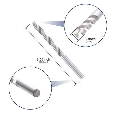 Drill bit from 10 Pack Eye Bolts 1/4 In By 4 In T316 Stainless Steel Heavy Duty Eyebolts with Nuts and Washers for lifting applications.