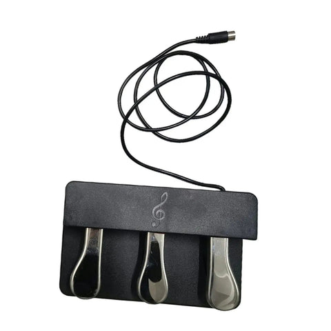 Three-Foot Pedal Unit For Digital Pianos And Keyboards With Universal 5-Pin Round Interface, Rock-Solid Metal Pedals, Top View