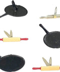 Fresh Pan And Rolling Pin Shape Eyelet Brads Solid 12 Piece Craft Kit features playful black and red kitchen-themed metal accents.