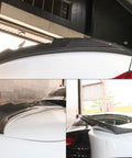 Totally Rad Carbon Fiber Look Rear Trunk Spoiler Wing For 2014 To 2020 BMW 4 Series F36 Gran Coupe DN Style mounted on a white car.