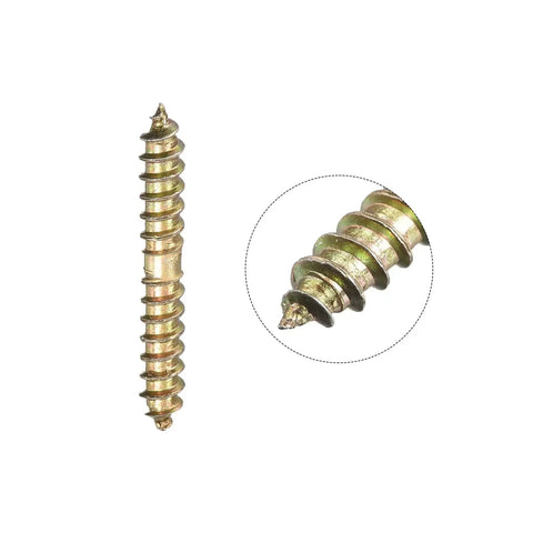 Heavy Duty Hanger Bolts Set 12 To 80 Piece Double Ended Self Tapping Wood To Dowel Screws 4x25mm Carbon Steel Electroplated Finish