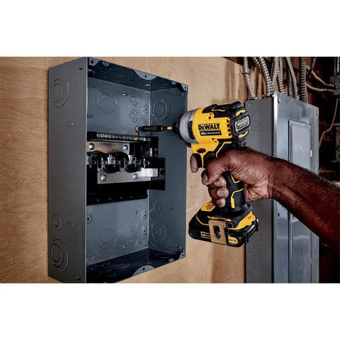 Using Atomic 20V Max Impact Driver Kit With 1700 In-Lbs Torque, Ultra-Compact 5.1-Inch Body on electrical panel