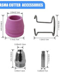 Plasma Cutter Torch Consumables Kit.040 Inch Tips For SG-55 And WSD-60 Cutters, Compatible With CUT55 And CUT55PRO, components display