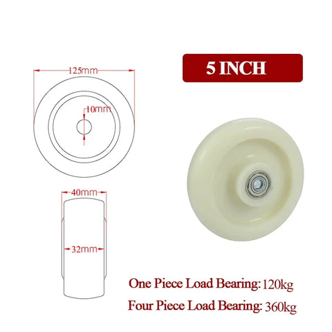 5 inch caster wheel from 4 Pack Beefy Nylon Caster Wheels For Industrial Use 2 3 4 5 Inch Sliding Swivel Furniture Casters