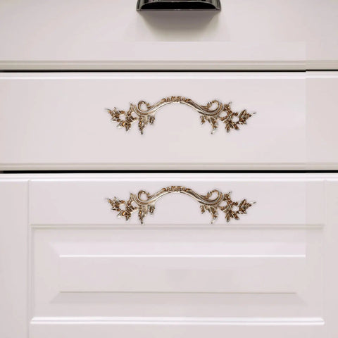 Vintage Zinc Alloy Cabinet Handles Set With Antique Silver Finish, European Style Carved Drawer Pulls for Wardrobe and Dresser