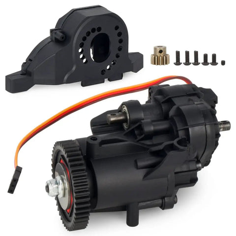 2Speed Transmission Gearbox With Internal Gears And Servo For One Tenth RC Crawler Car TRX4 TRX6 Upgrade Parts in black