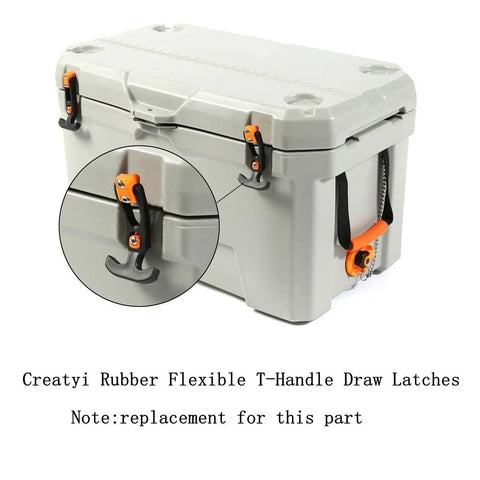 Creatyi 8-Piece 6.3'' rubber flexible T-handle draw latches set for tool boxes and coolers (orange/black)