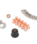 Plasma Cutter Consumables Kit 23 Piece Set With 10 Nozzles 10 Electrodes 1 Cup 1 Bracket And Swirl For Torch Maintenance